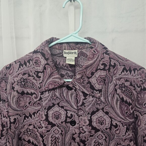 BonWorth Blazer Jacket Tapestry Purple Paisley Goth Retro L - Picture 2 of 7